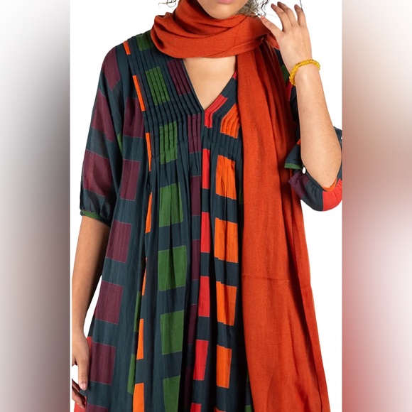 Dolma Skye Dress Geometric Block Printed Petrol Size M Medium Boho Relaxed Fit - Picture 5 of 15